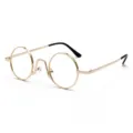 Vintage goldene runde Brille Retro Metall optische Brille fur stilvolle Damen und Herren - Planglas / Goldrahmen Klare Linse C7