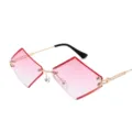 Rimless polygon fashion sunglasses gradient pink translucent lenses gold metal frame - Gradient Pink C6