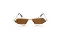 Trendy Gold Geometric Flip-Up Sunglasses with Brown Lenses Retro Fashion Chic Sunwear - Gold Frame Tea Lens C3