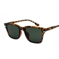 Modische quadratische polarisierte Sonnenbrille mit Schildpatt-Rahmen und dunkelgrünen Gläsern - Leoparden Rahmen Dunkelgrüne Gläser C5