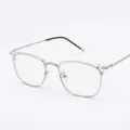 Lunettes de vue vintage semi-cerclées pour hommes monture transparente métal tendance - Monture Argent Sourcil Transparent C5