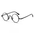 Klassische Vintage schwarze Metall runder Rahmen Brille retro Stil optische Sehhilfe Brille - Planglas / Schwarzer Rahmen Klare Linse C9