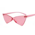 Occhiali da sole triangolari rosa alla moda, occhiali da sole avant-garde monoblocco senza montatura. - Lente Rosa C2