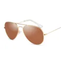 Klassische goldene Piloten-Sonnenbrille für Herren, braune polarisierte Gläser, coole Fahrbrille. - Goldener Rahmen Teefarbene Gläser C11