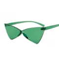 Occhiali da sole triangolari verdi monopezzo, occhiali moda avanguardia, stile trend. - Lente Verde C7