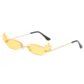Stern rahmenlose schmale Sonnenbrille, trendige gelbe Linse Metallrahmen Streetwear Brille. - Sternförmiger Stil (3457) / Goldener Rahmen Gelbe Gläser C5