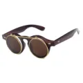 Fashion Retro Punk Flip-Up Round Sunglasses Brown Frame Gold Metal Eyewear Variant - Tea Frame Tea Lens C2