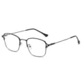 Vintage browline half-frame glasses, anti-blue light clear lenses for daily optical wear. - Black Gunmetal C2