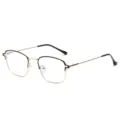 Vintage half-frame metal optical glasses frame anti-blue light black gold unisex prescription - Black Gold Frame C3