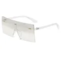 Occhiali da sole maschera oversize trasparenti con dettagli dorati, montatura trasparente. - Bianco Trasparente Lenti Chiare C9