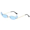 Unisex bügellose Sonnenbrille mit blauen Sternen und Metallrahmen für den perfekten Alltag. - Sternförmiger Stil (3457) / Goldrahmen Blaue Gläser