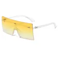Occhiali da sole quadrati oversize sfumati gialli con montatura trasparente e rivetti. - Bianco Trasparente Sfumato Giallo C5