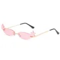 Pink Star Rimless Sunglasses Women Men Fashion Metal Eyewear Trendy Streetwear - Star Shaped Style (3457) / Gold Frame Pink Lens