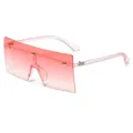 Occhiali da sole squadrati oversize con lenti rosa sfumate e chic rivetti in metallo. - Rosa Trasparente Sfumato Rosa C6