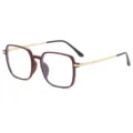 Vintage quadratische Blaulichtfilter Brille mit goldenen Bügeln und weinrotem Rahmen. - Weinrot Goldrahmen (C1)