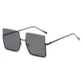 Gafas de sol cuadradas grandes para mujer, montura de metal de moda lentes con estilo. - Montura Negra Lentes Negras (C3)