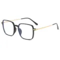 Vintage Quadratische Optische Brille Schwarz Gold Metallrahmen Mode Brillen Damen - Sandig Schwarz Goldrahmen (C2)