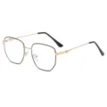 Vintage Metal Irregular Polygon Blue Light Blocking Glasses Gold Frame Fashion Optical Eyewear - Gold Frame Black Ring (C2)