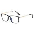 Square Metal and PC Blue Light Blocking Glasses Black and Gold Variant for Daily Use - Black Gold Frame