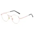 Retro metal anti-blue light glasses with a classic round frame design for daily wear. - Rose Gold