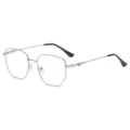Vintage silver irregular polygon anti-blue light metal glasses for men and women stylish - Silver Frame (C4)