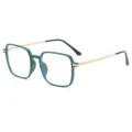 Retro quadratische Blaulichtfilter Brille grüner Rahmen goldene Metallbügel Unisex - Grün Goldrahmen (C4)