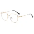 Retro metal irregular polygon blue light blocking glasses stylish optical eyewear frame new. - Gold Frame (C5)