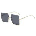 Gafas de sol cuadradas de metal con lentes oscuras elegantes para mujer y moda diaria. - Marco Dorado Lente Negra (C1)