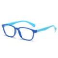 Gafas luz azul niños, montura flexible de silicona TR90, gafas ópticas claras para infantiles. - Montura Azul Oscuro Patas Azul Claro