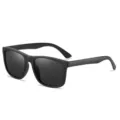 Classic TR90 square polarized sunglasses for men, offering clear outdoor UV protection. - Matte Black Frame Gray Lens Polarized C2
