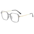 Vintage quadratische klare graue Brille mit gold-Metallbügeln, modische Brillenrahmen. - Grau Goldrahmen (C5)