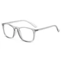 Clear frame anti blue light glasses stylish square optical eyewear for men and women daily wear. - Transparent Gray