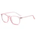 Pink transparent square frame anti-blue light glasses, stylish optical eyewear for daily wear. - Transparent Pink