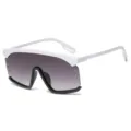 Große Schild-Sonnenbrille für Damen und Herren, weißer Rahmen mit Grau-Verlaufslinsen. - Weiß-Schwarz Rahmen Verlauf Grau Linsen C5