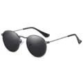 Klassieke metalen ronde gepolariseerde zonnebril voor kinderen en familie stijl. - Gunmetal Frame Zwart Grijs Lens (3031)