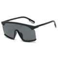 Große einteilige Schildsonnenbrille, schwarzer Rahmen mit dunkelgrauem Glas, sehr modisch. - Schwarzer Rahmen Schwarz Graue Gläser C1