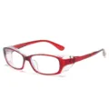 Rote professionelle veiligheidsbril anti-condens blauwlichtfilter met doorzichtige zijschermen - Rood Frame Heldere Lenzen Anti-Condens Anti-Blauw Licht