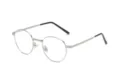 Vintage round metal blue light blocking glasses with silver frame and black temple tips. - Clear Lens Style (C8) / Silver
