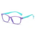 Gafas anti luz azul para ninos montura flexible de silicona TR90 gafas de ordenador - Montura Morada Patas Verdes