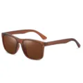 Men's polarized square sunglasses with lightweight TR90 frame for outdoor driving and daily wear. - Brown Frame Brown Lens Polarized C6