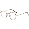 Vintage round blue light blocking glasses with tortoise shell frame and gold metal temples. - Tortoise Gold