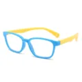 Gafas bloqueadoras de luz azul para niños, montura de silicona TR90 flexible, ligeras. - Montura Azul Varilla Amarilla
