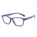 Gafas de ninos silicona azul antireflejo luz azul montura optica cuadrada flexible - Montura Azul Oscuro Mate