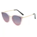 Lunettes de soleil pour femmes à monture rose transparente et verres dégradés chics - Monture Rose Transparente Branches Dorées Dégradé Gris Rose C2