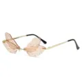 Schicke Metall Libellen Flügel Sonnenbrille Damen, trendige rahmenlose Farbverlauf Brille. - Helltee