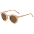 Matte ronde zonnebril in candy stijl, trendy nudekleurig montuur met bruine lenzen. - Roze Frame Thee Lens C4