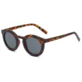 Retro ronde schildpad zonnebril voor dames en heren, vintage luipaard print zonnebril. - Luipaard Frame Zwarte Lens C10