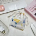 Joli sac a cordon en toile avec motif de fruits, petite trousse de maquillage portable quotidienne. - Été / S