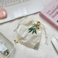 Pochette cordon coton lin imprimé ananas petit sac de rangement anti-poussière portable - Ananas / S
