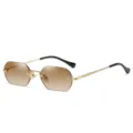 Polygon rimless sunglasses brown gradient lens gold metal frame stylish eyewear variant - Gold Frame Gradient Brown C4